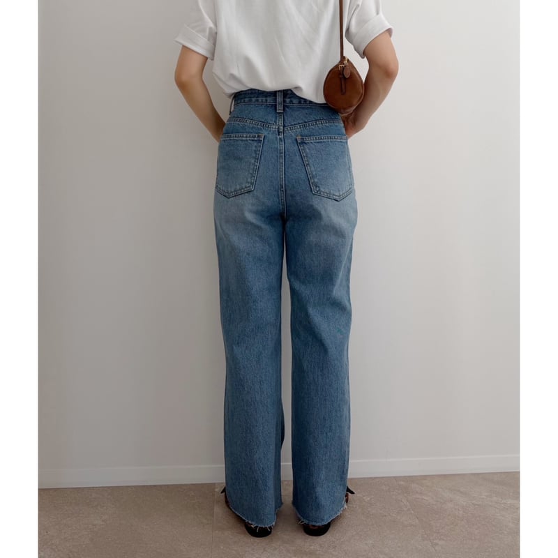 残りわずか】《AMIE original》切りっぱなしハイウエストストレート