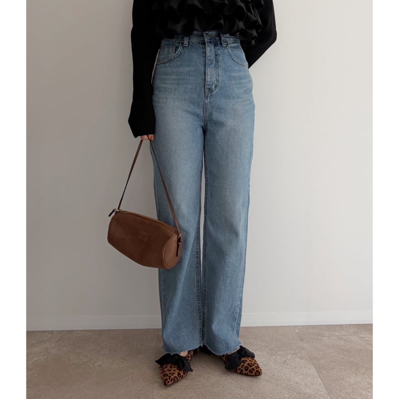 12/24迄5%off】《AMIE original》ハイウエストストレートdenim |