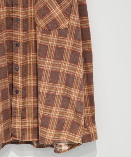 1980s HABAND printed flannel shirt (orange×brown)