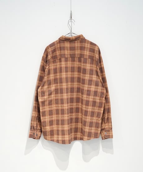 1980s HABAND printed flannel shirt (orange×brown)
