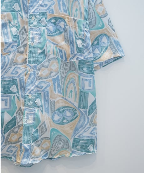 1990s Jean Legalli shiny fabric all over pattern shirt