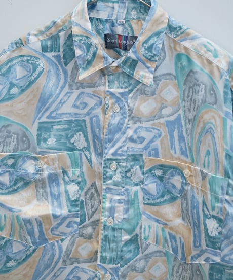 1990s Jean Legalli shiny fabric all over pattern shirt