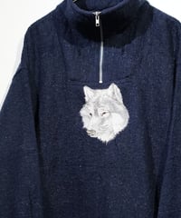 1990s EARTH RAGZ wolf print fleece pullover