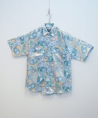 1990s Jean Legalli shiny fabric all over pattern shirt
