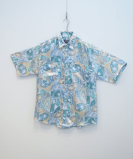 1990s Jean Legalli shiny fabric all over pattern shirt