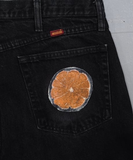 【CHILK x moka exhibition】1990s RUSTLER back paint black denim pants