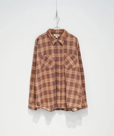 1980s HABAND printed flannel shirt (orange×brown)