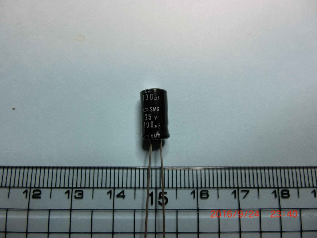 アルミ電解コンデンサ 100μF 25V 85℃ ±20% SMG25VB100M(2個) (
