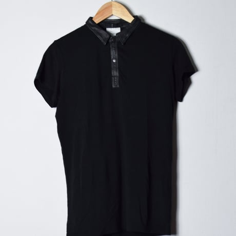 Julius SS08 Leather Collar Polo Shirt
