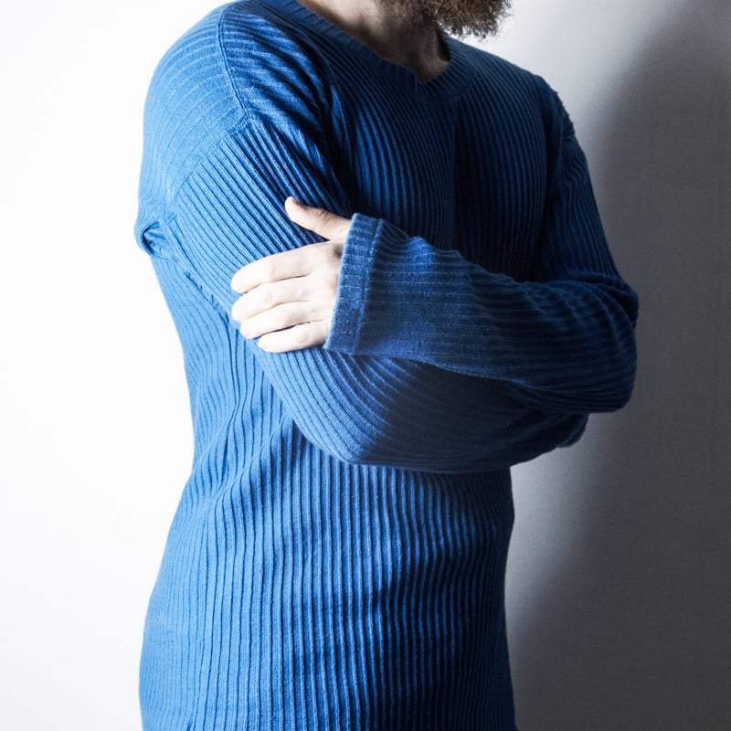 トップス Yohji Yamamoto 90s Blue L/S Knit Yohji Yamamoto 90s Blue L/S Knit Sweater Used Casual Slim