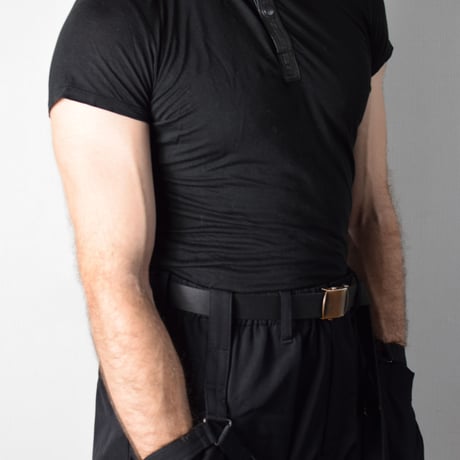 Julius SS08 Leather Collar Polo Shirt