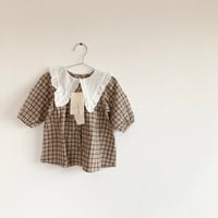 フリル襟チェックワンピース