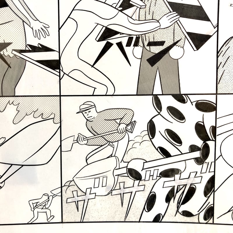 横山裕一　額装原画⑧　yuichi yokoyama 横山裕一 額装原画① yuichi yokoyama 原画「大工事 」 2枚1組｜横山