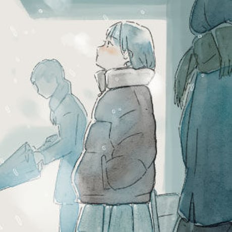 【スクエアステッカー1】ぼたん雪