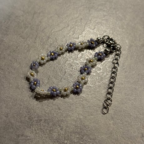 2505BR0088/ beads flower bracelet（purple）