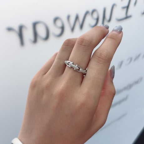 2606RG0804 / Shine Splice Geometric Hollow Chain ring（Silver）