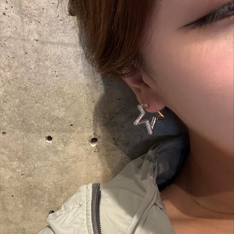 2509PR0803 / Shine star motif hoop Pierce（Silver）