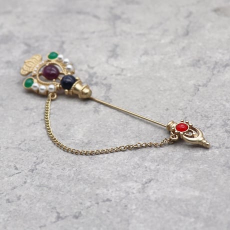 Vintage Plated Crystal Rhinestones Brooch（GOLD） / OT-006