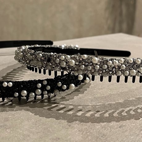 2409HA0081 /  Pearl stone headband（Silver）