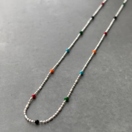 2606NC0399 / Pop color silver beads Necklace（Silver/Multi）