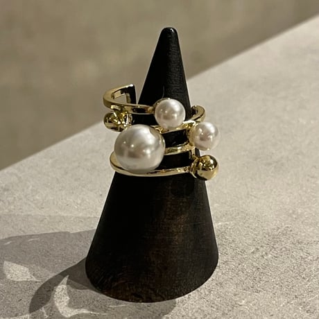 2501RG0560 / Layer line pearl ring（Gold）