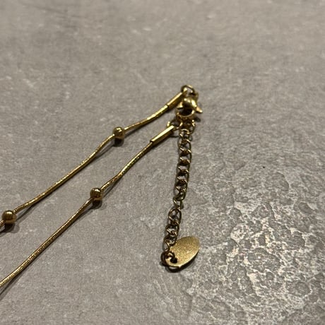 2503NC0321／oval stone  ball chain Necklace（Gold/white）