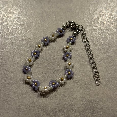2505BR0088/ beads flower bracelet（purple）