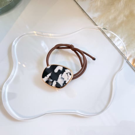 Marble design Hair tie（Black）/ HA-056