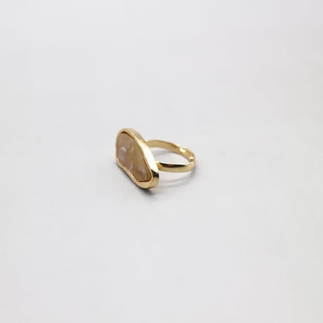Acrylic Marble Deformation oval Ring（Gold） /  2110-RG132