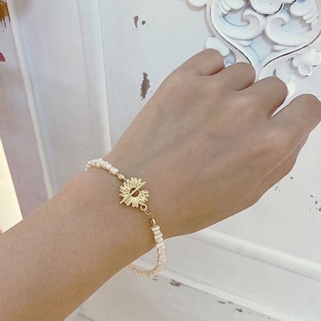 2402BR0031 / Flower Mantel Pearl Bracelet（Pearl）