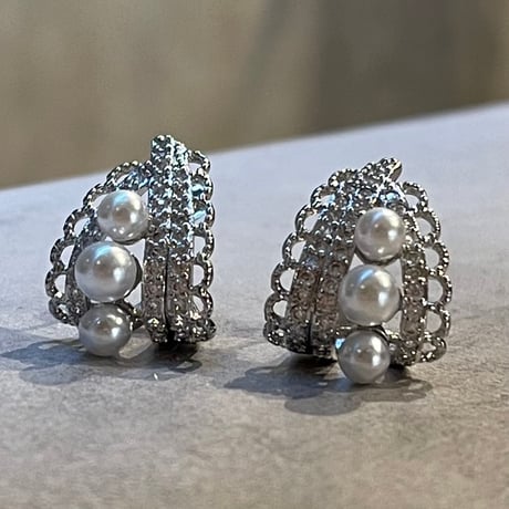 2503PR0767 / Lace pearl curve Pierce（Silver）