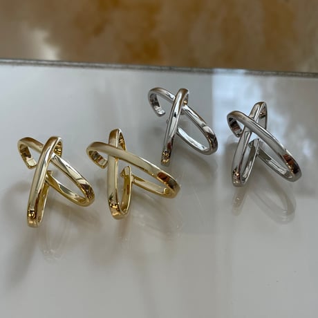2401EC001/ X Shape Crossed Ear Cuff（Silver）