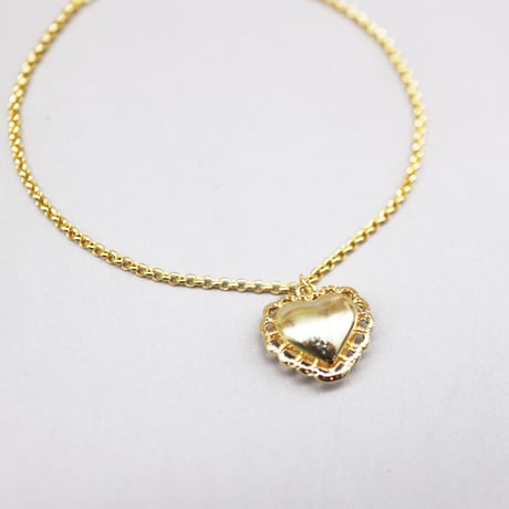 Smooth Lace Love Heart Charm Bracelet（Gold）/ 2111_BR0126