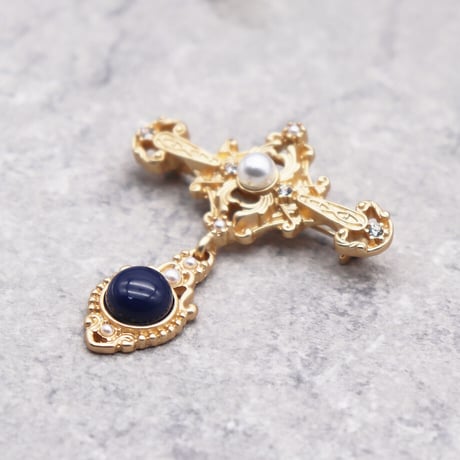Vintage Rhinestones Pearl Brooch（GOLD） / OT-004