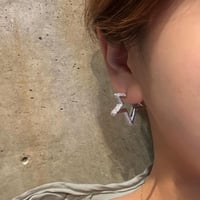 2509PR0803 / Shine star motif hoop Pierce（Silver）