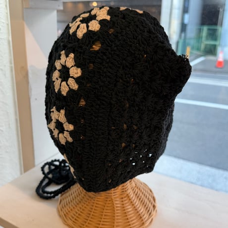 2606HW068(S) / Floral Hooded Bonnet（Black）