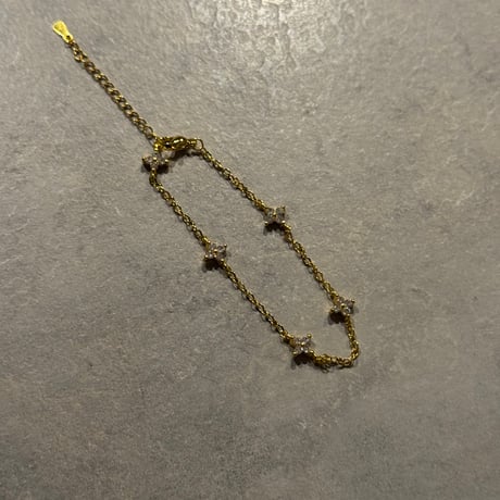 2512BR0115 / Stone Flower chain bracelet（Gold）