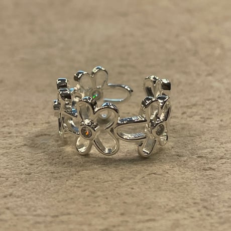 2406RG0484 / 5Flower stone ring（Silver）