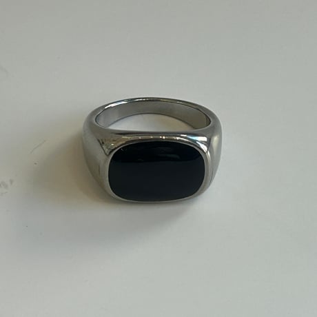 【Select】IM24AC_RG006 / Square stone ring（Silver/Black）