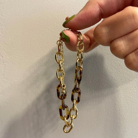 Metal Resin Chain link Bracelet（Gold×Demi）/ 2109_BR096