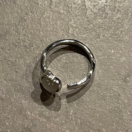 2407RG0501 / Mini heart stone open ring（Silver）