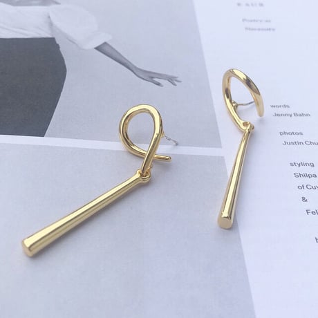 Irregular Twisted Drop pierce（GOLD）   /   2104-PR0109