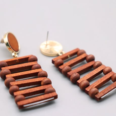 Geometric Wood Round Square  Rattan  Pierce（black）  / 2108_PR0222