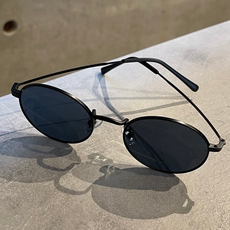 SE26SG_CA014（S） / Metal Round Frame Sunglasses (Black/Black)