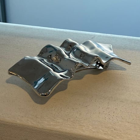 2604HA0086(S)/ Square crumpled metal barrette（Silver）