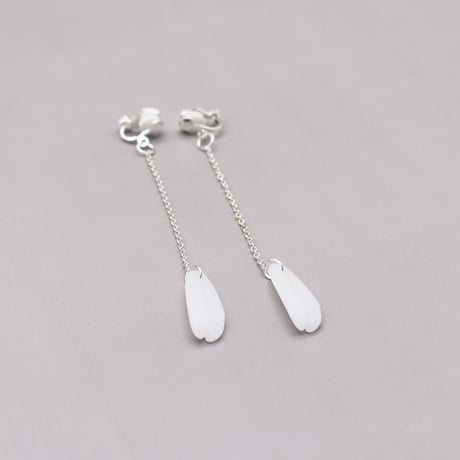 Object Chain Drop Design Clip Earrings（Silver） /  2112_ER101