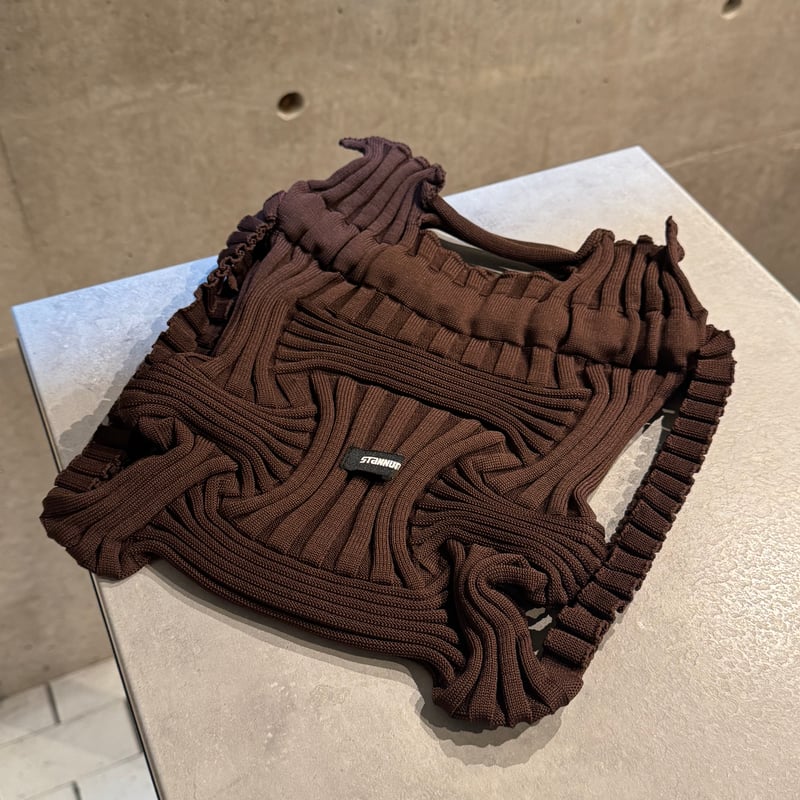 2508BG037(S) / Shirring knit 2way Bag (Brown) |