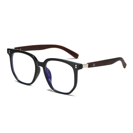 【 Select 】 Metal Artificial Wood Vintage Sunglasses (Matte Black/Clear )