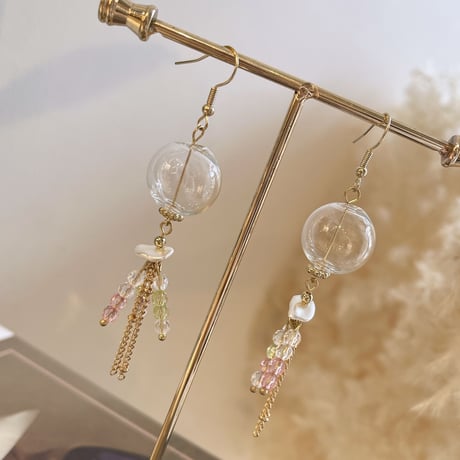2306PR0577 / Glass bubble beads shower Pierce（Clear）
