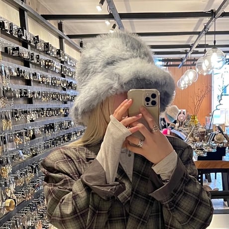 2412SL110046GR(S)/ Marble color Volume fur Hat（Gray）